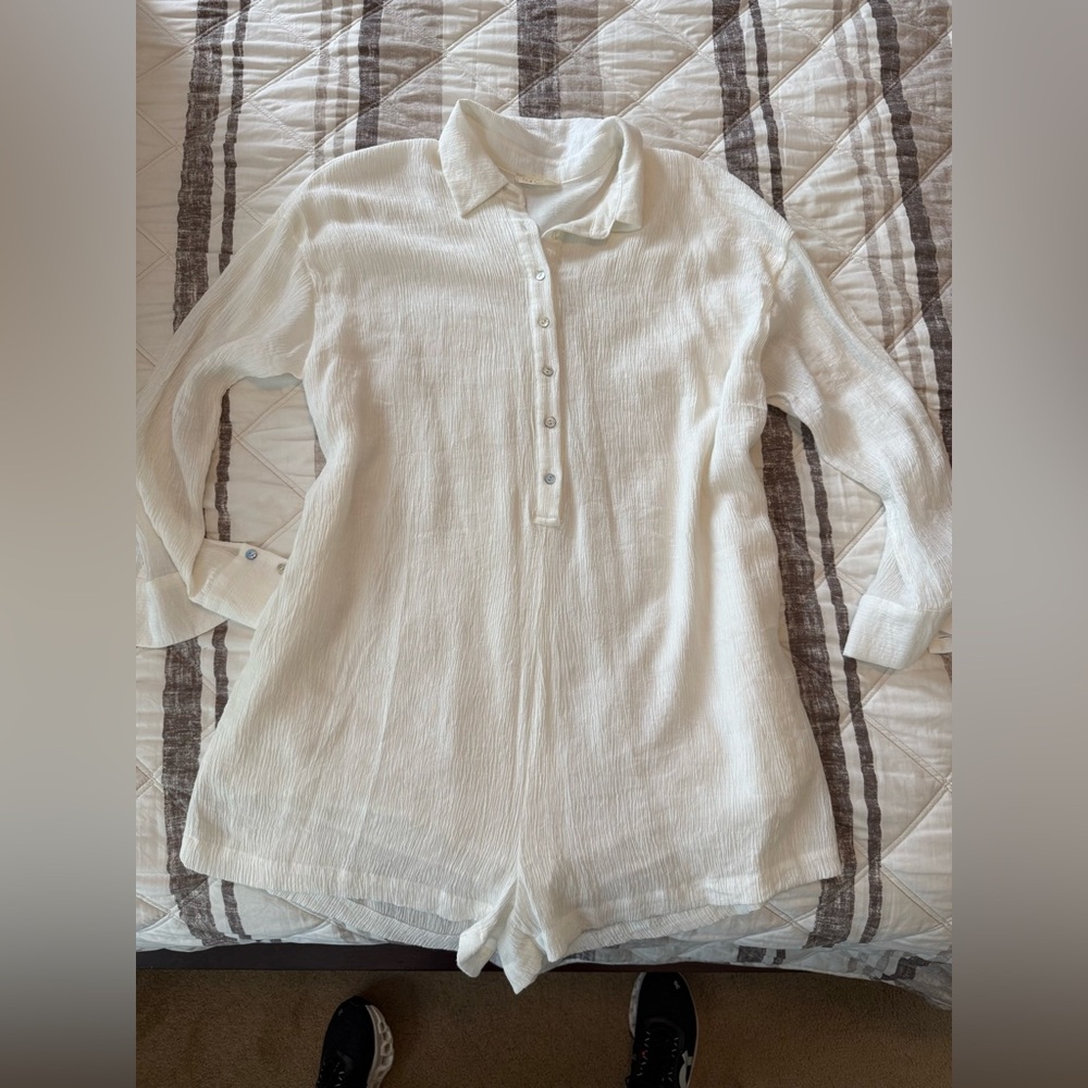White Button-Up Romper